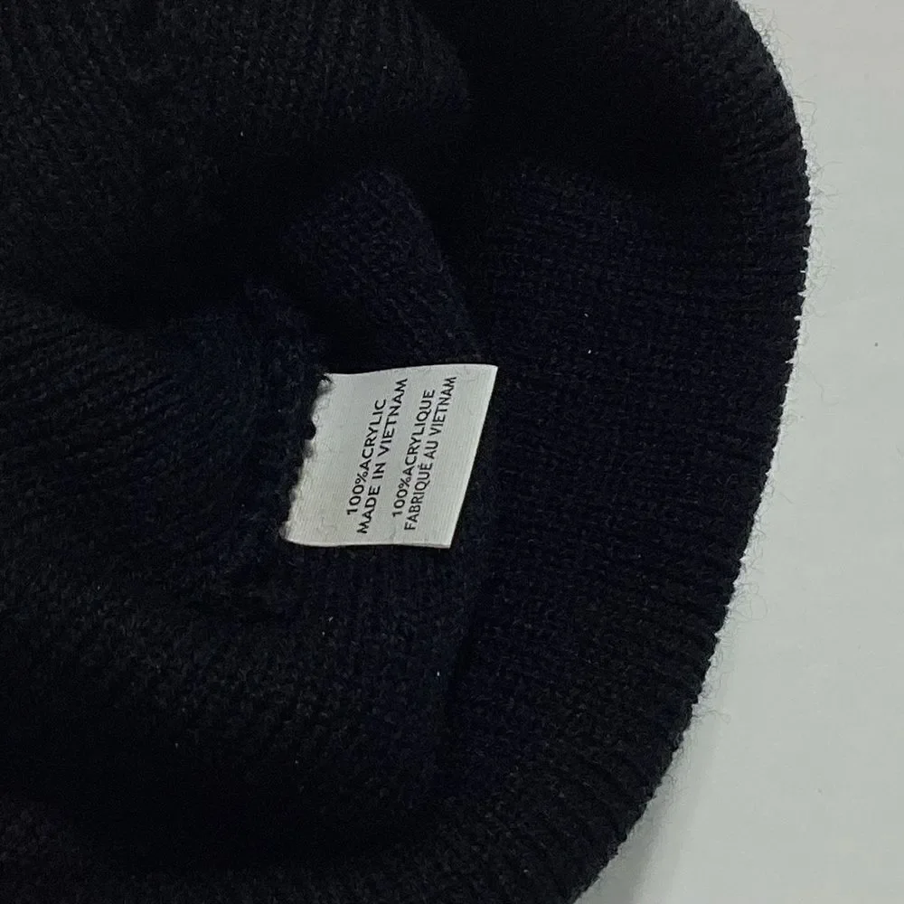 Black Knit Hat Beanie Revive Leather Front Patch With H Logo